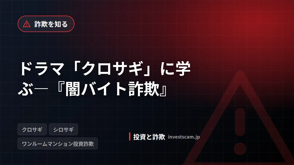 ドラマ「クロサギ」に学ぶ―『闇バイト詐欺』 | 詐欺を知る ドラマ「クロサギ」に学ぶ―『闇バイト詐欺』(詐欺を知る)