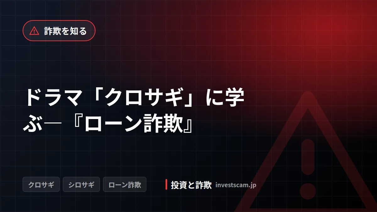 ドラマ「クロサギ」に学ぶ―『ローン詐欺』 | 詐欺を知る ドラマ「クロサギ」に学ぶ―『ローン詐欺』(詐欺を知る)