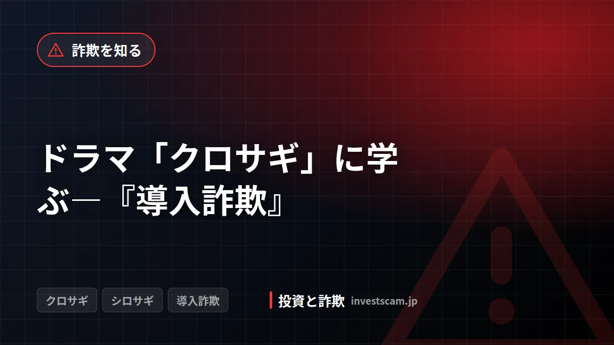 ドラマ「クロサギ」に学ぶ―『導入詐欺』 | 詐欺を知る ドラマ「クロサギ」に学ぶ―『導入詐欺』(詐欺を知る)