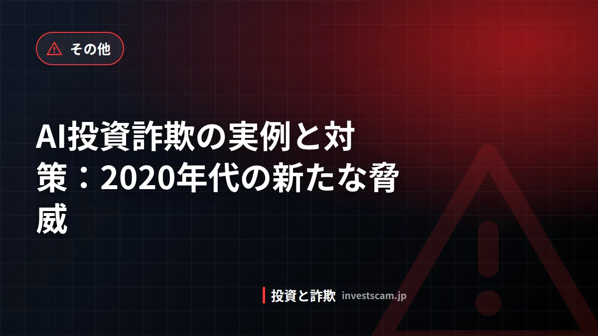 AI投資詐欺の実例と対策:2020年代の新たな脅威 | その他 AI投資詐欺の実例と対策:2020年代の新たな脅威(その他)