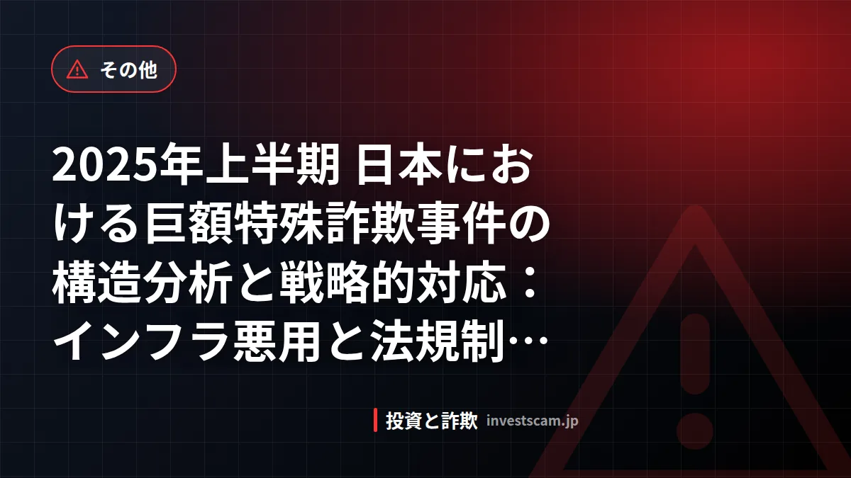 2025年上半期 日本における巨額特殊詐欺事件の構造分析と戦略的対応:インフラ悪用と法規制のギャップ | その他 2025年上半期 日本における巨額特殊詐欺事件の構造分析と戦略的対応:インフラ悪用と法規制のギャップ(その他)