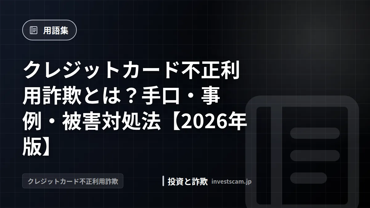 クレジットカード不正利用詐欺とは?手口・事例・被害対処法【2026年版】 | 用語集 クレジットカード不正利用詐欺とは?手口・事例・被害対処法【2026年版】(用語集)