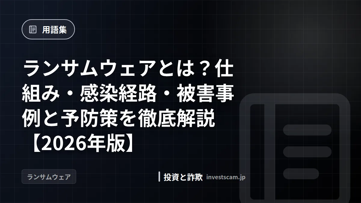 ランサムウェアとは?仕組み・感染経路・被害事例と予防策を徹底解説【2026年版】 | 用語集 ランサムウェアとは?仕組み・感染経路・被害事例と予防策を徹底解説【2026年版】(用語集)