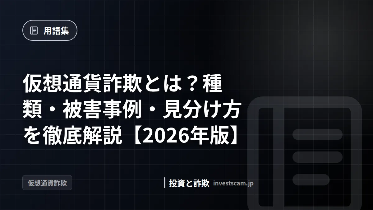 仮想通貨詐欺とは?種類・被害事例・見分け方を徹底解説【2026年版】 | 用語集 仮想通貨詐欺とは?種類・被害事例・見分け方を徹底解説【2026年版】(用語集)