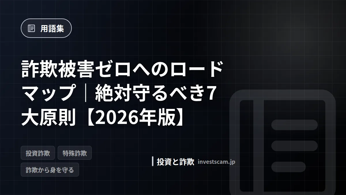 詐欺被害ゼロへのロードマップ|絶対守るべき7大原則【2026年版】 | 用語集 詐欺被害ゼロへのロードマップ|絶対守るべき7大原則【2026年版】(用語集)