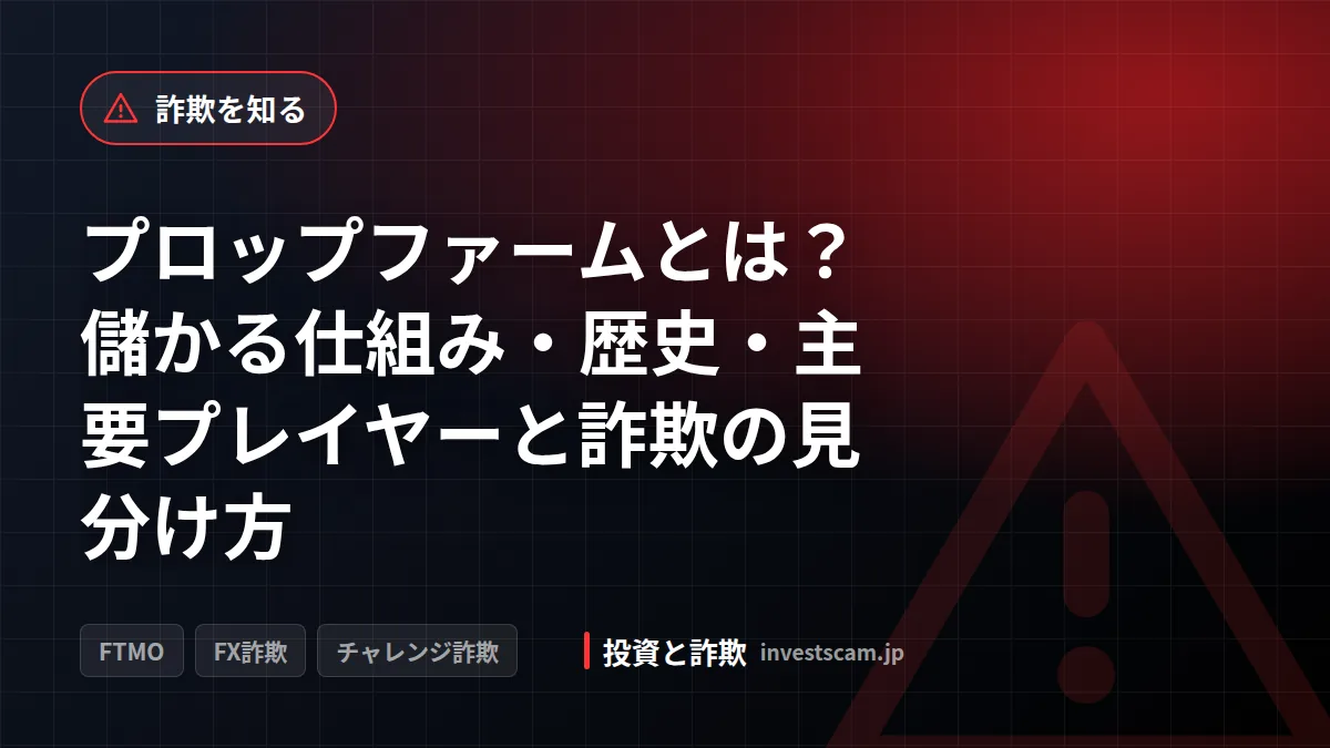 プロップファームとは?儲かる仕組み・歴史・主要プレイヤーと詐欺の見分け方 | 詐欺を知る プロップファームとは?儲かる仕組み・歴史・主要プレイヤーと詐欺の見分け方(詐欺を知る)